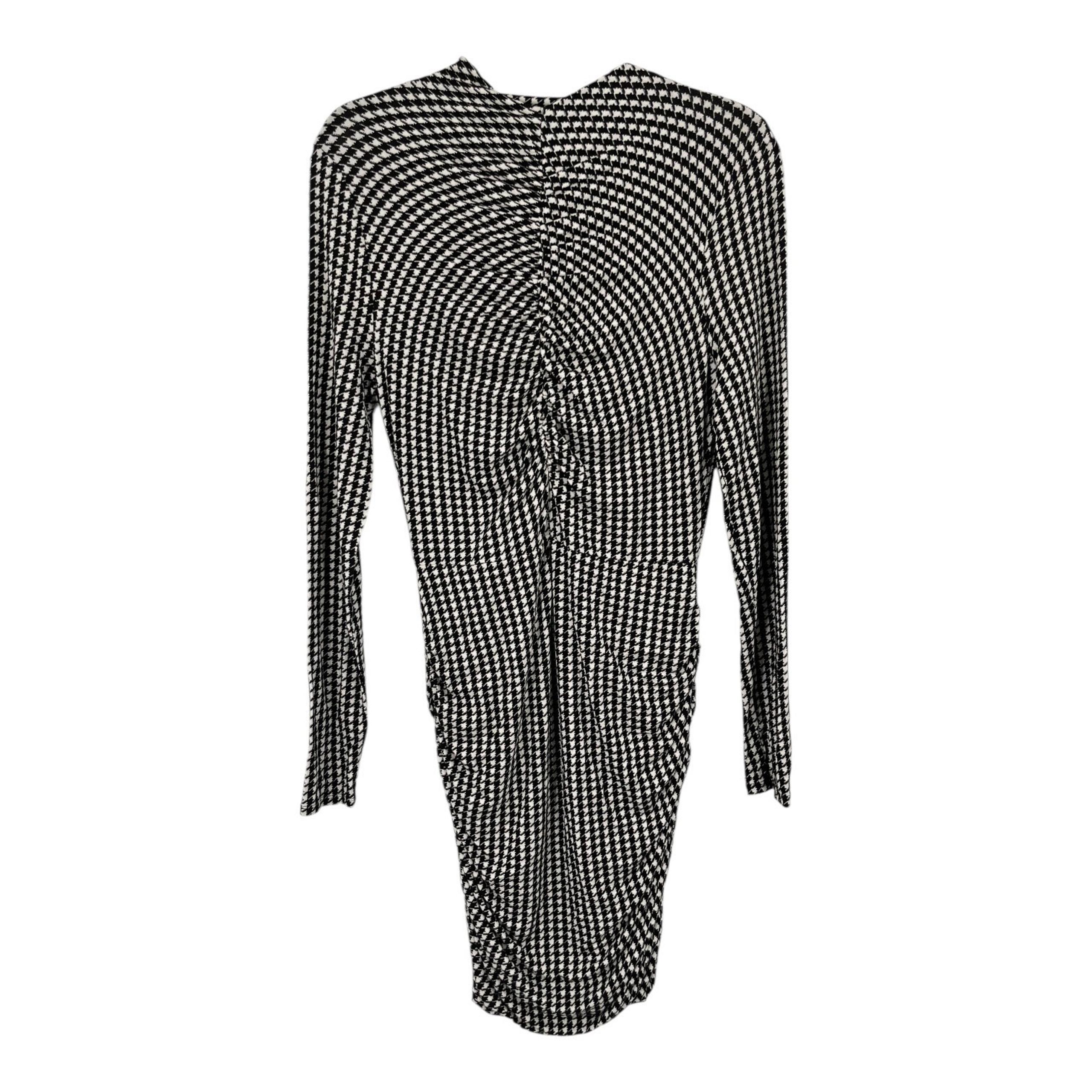 Veronica Beard Dress Mizani Ruched houndstooth black white size Small S