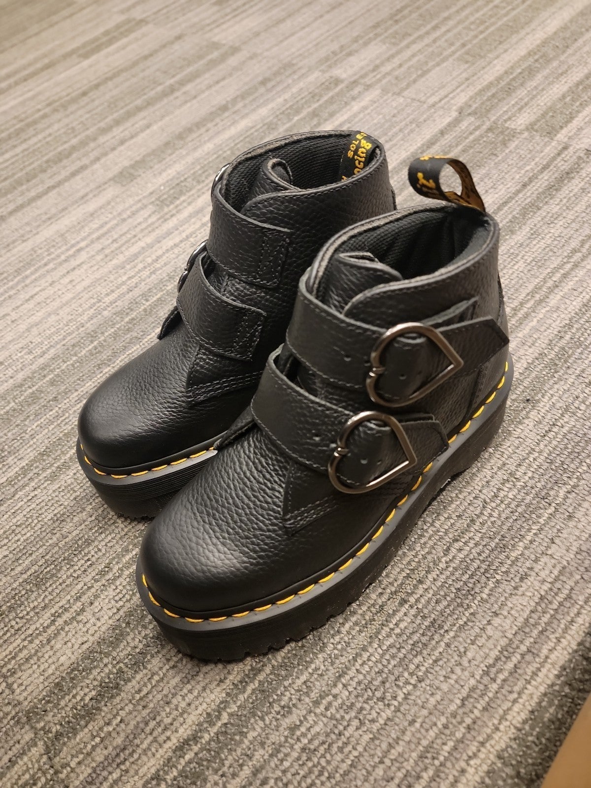 Doc Martens sale black leather heart shaped buckle boot US size 6