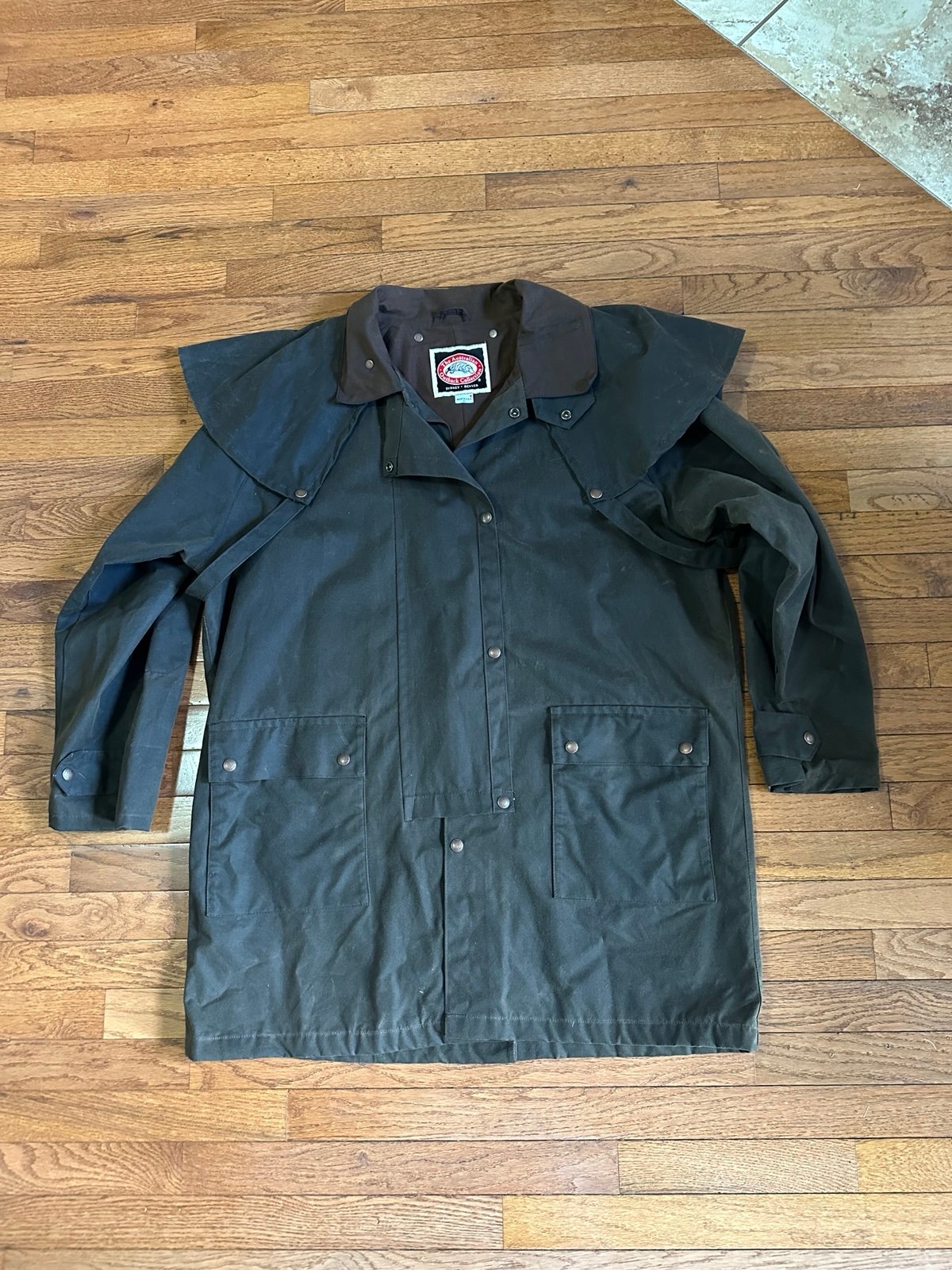 Vintage The Australian Outback Collection Waxed Jacket size XL Snap Button 80s