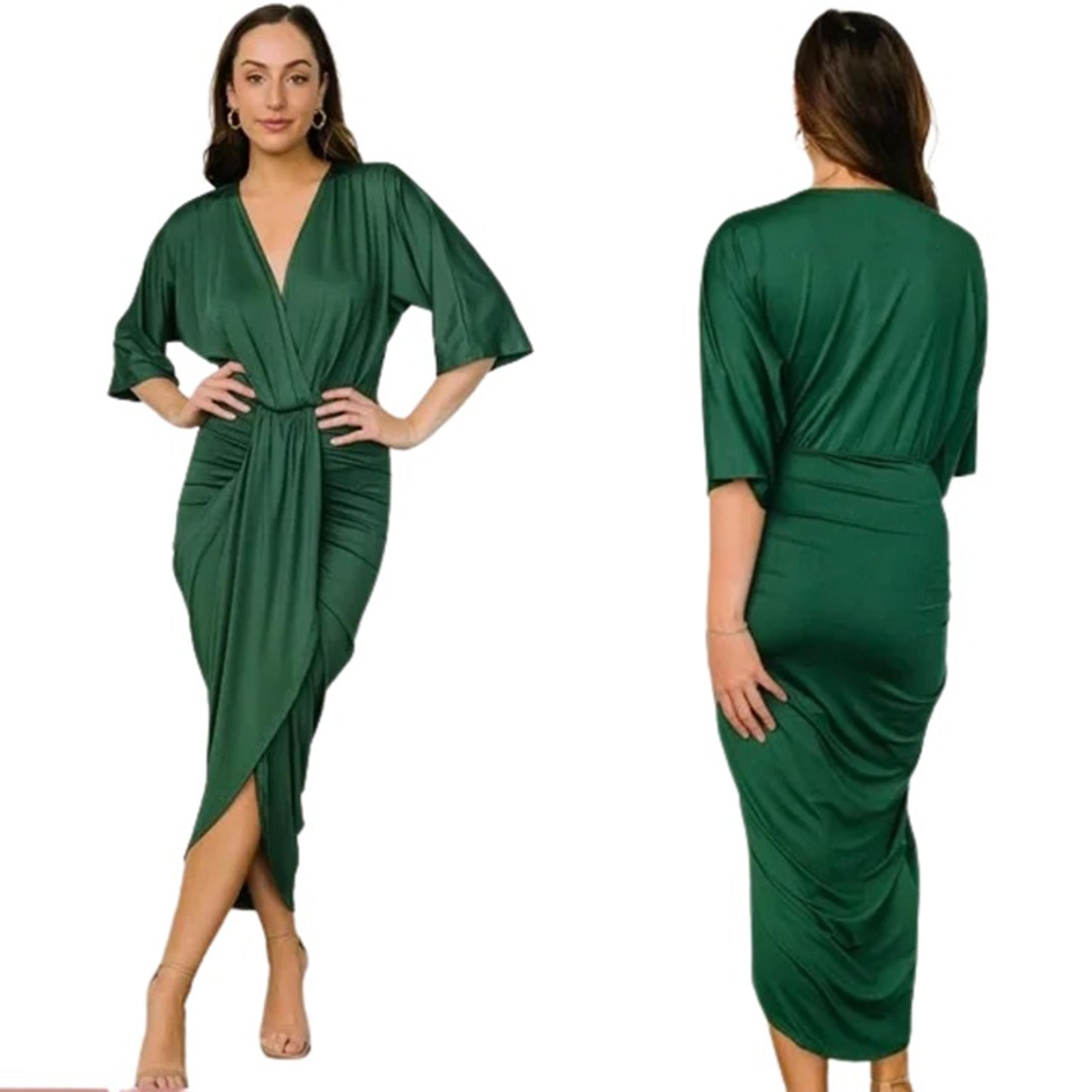Baltic Born Mimi Midi Dress Women Medium Hunter Green Cocktail Party Wedding NWT