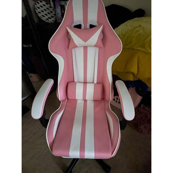 SOONTRANS Gaming Chair Office Chair with Footrest, Ergonomic Massage Chair-Pink