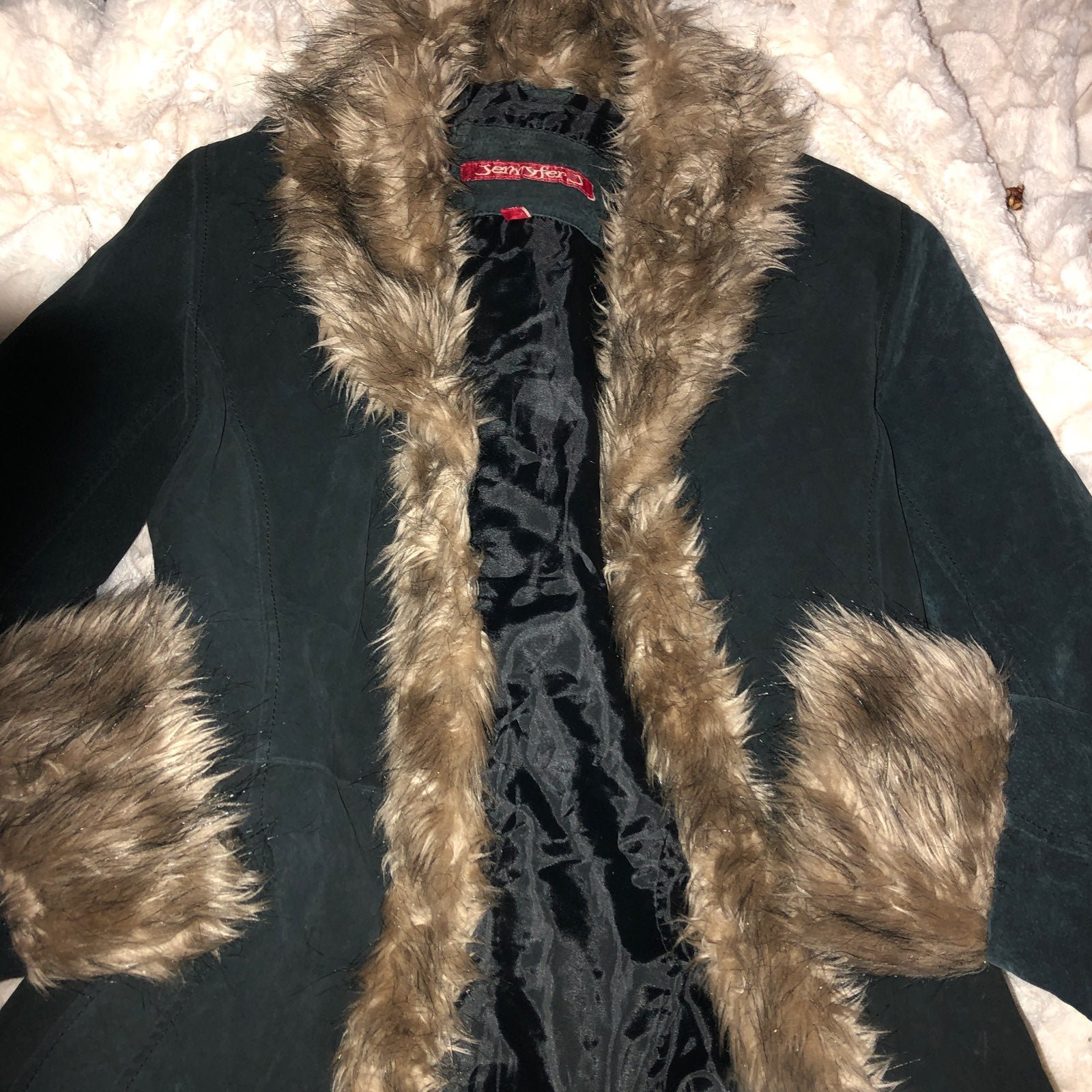 Fur leather coat