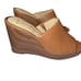 Jessica Simpson Sheyna Wedge Slides Brown Size 6M Vegan Leather NWOT 4” Wedge