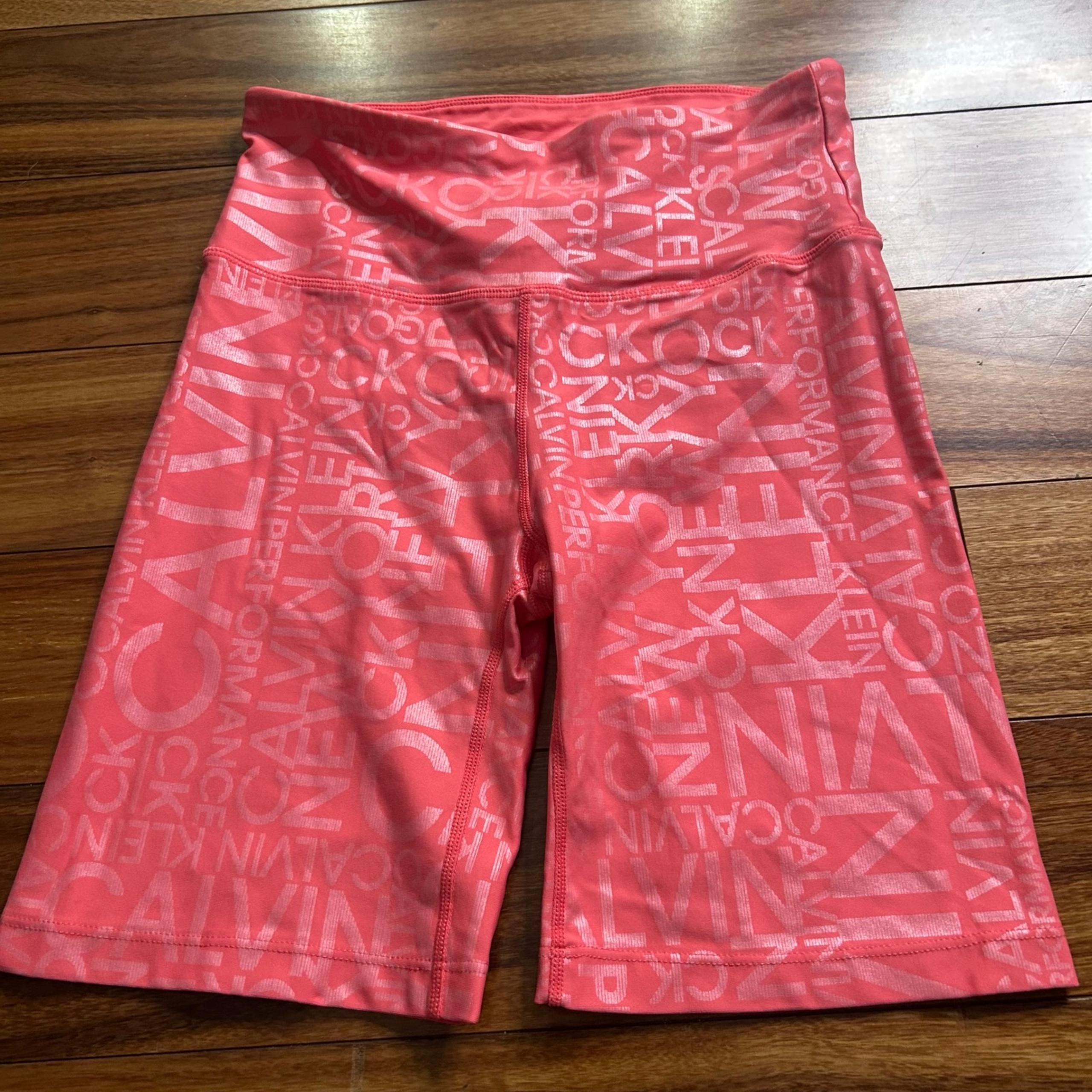 Calvin Klein Performance Bike Shorts High Waist Activewear Logo Pink Size S