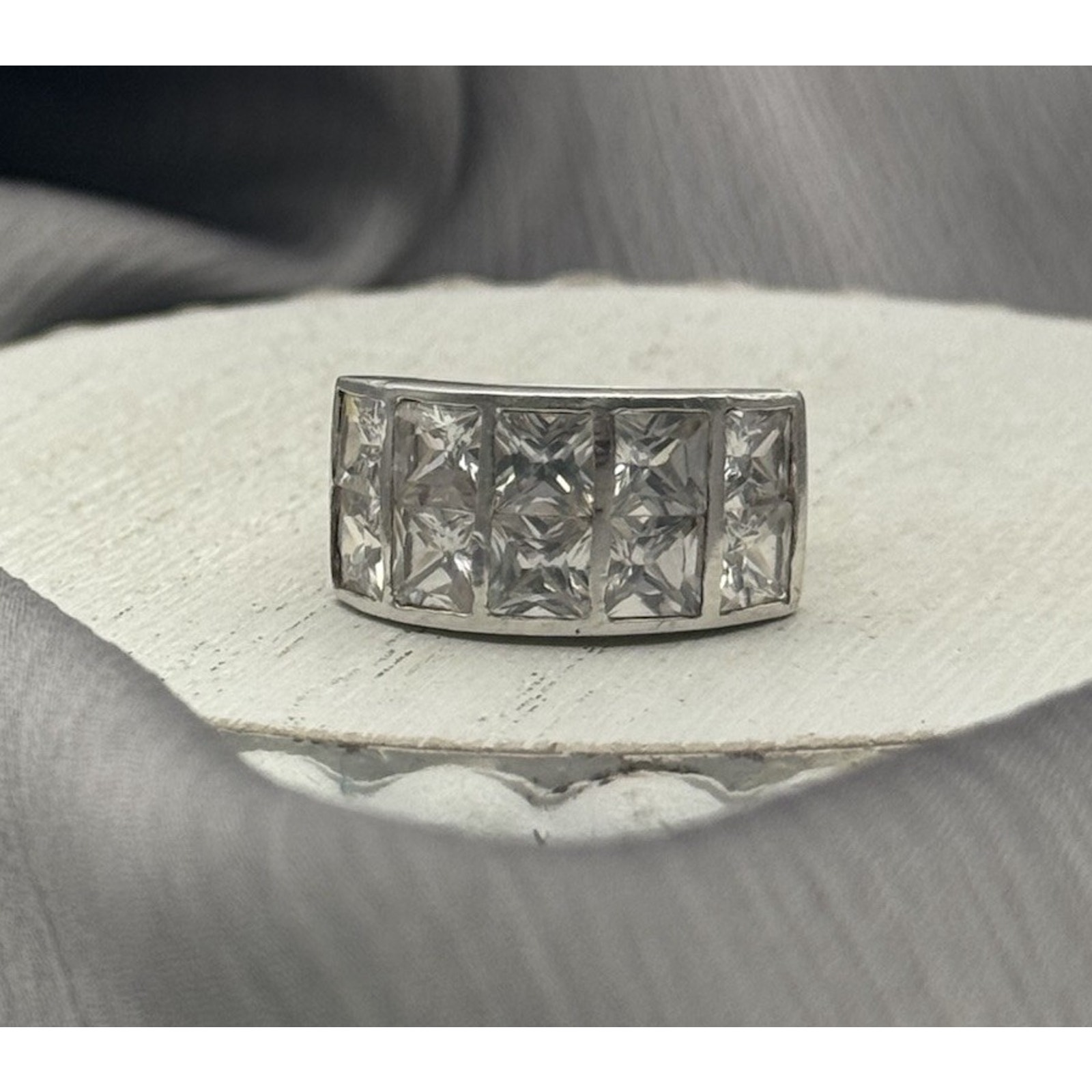 Sterling Silver 925 Cz Ring 14G / Sz 8.5 / 12.17mm