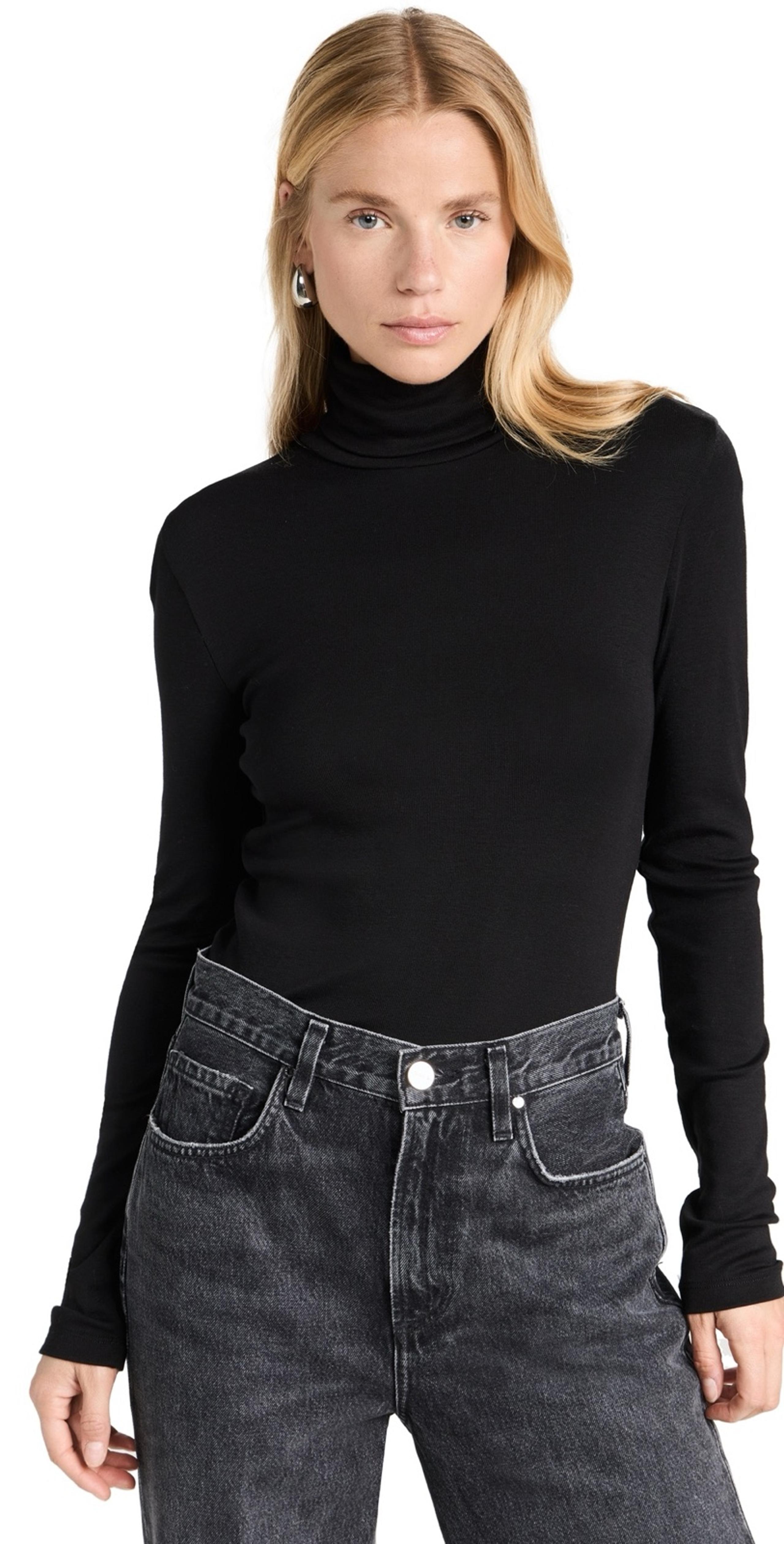 Splendid Cotton Blend Turtleneck Black Long Sleeve Women's size XL