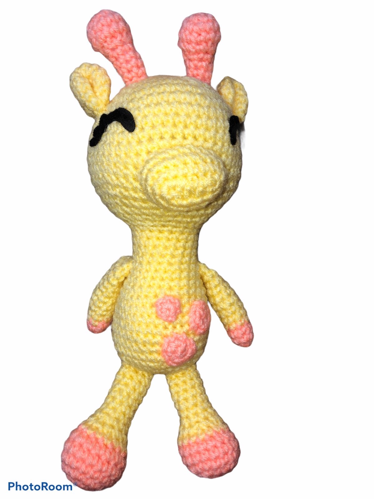 Yellow & peach crochet giraffe plush