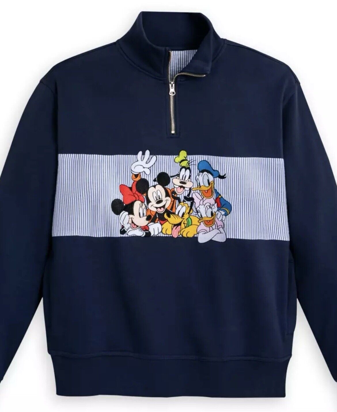 XXL Disney Mickey Friends Pullover 1/4 Zip Navy Sweatshirt Fleece Top 2024