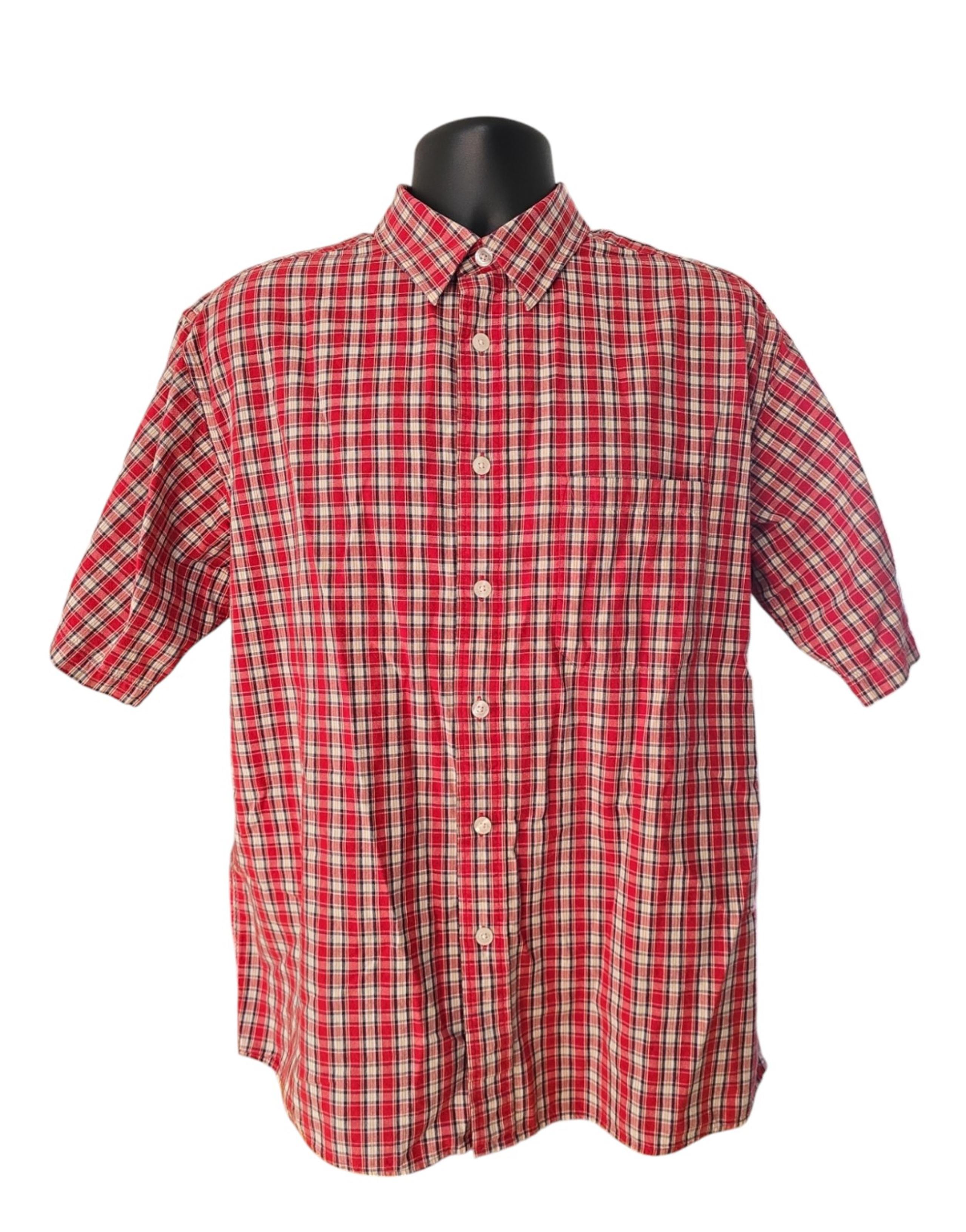 Mens Aeropostale Red Plaid Short Sleeve Button Up Shirt Size Medium Excellent .