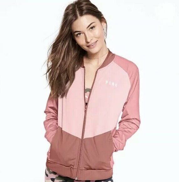 Vs Victorias Secret Pink Ultimate Full Zip Sweater Jacket Top Rose XS