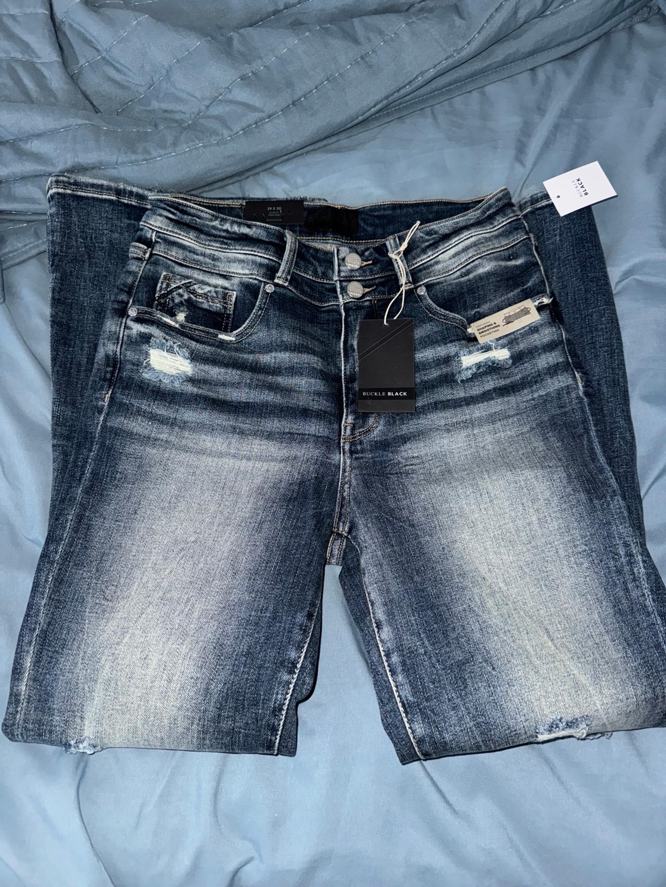 Women’s buckle black jeans