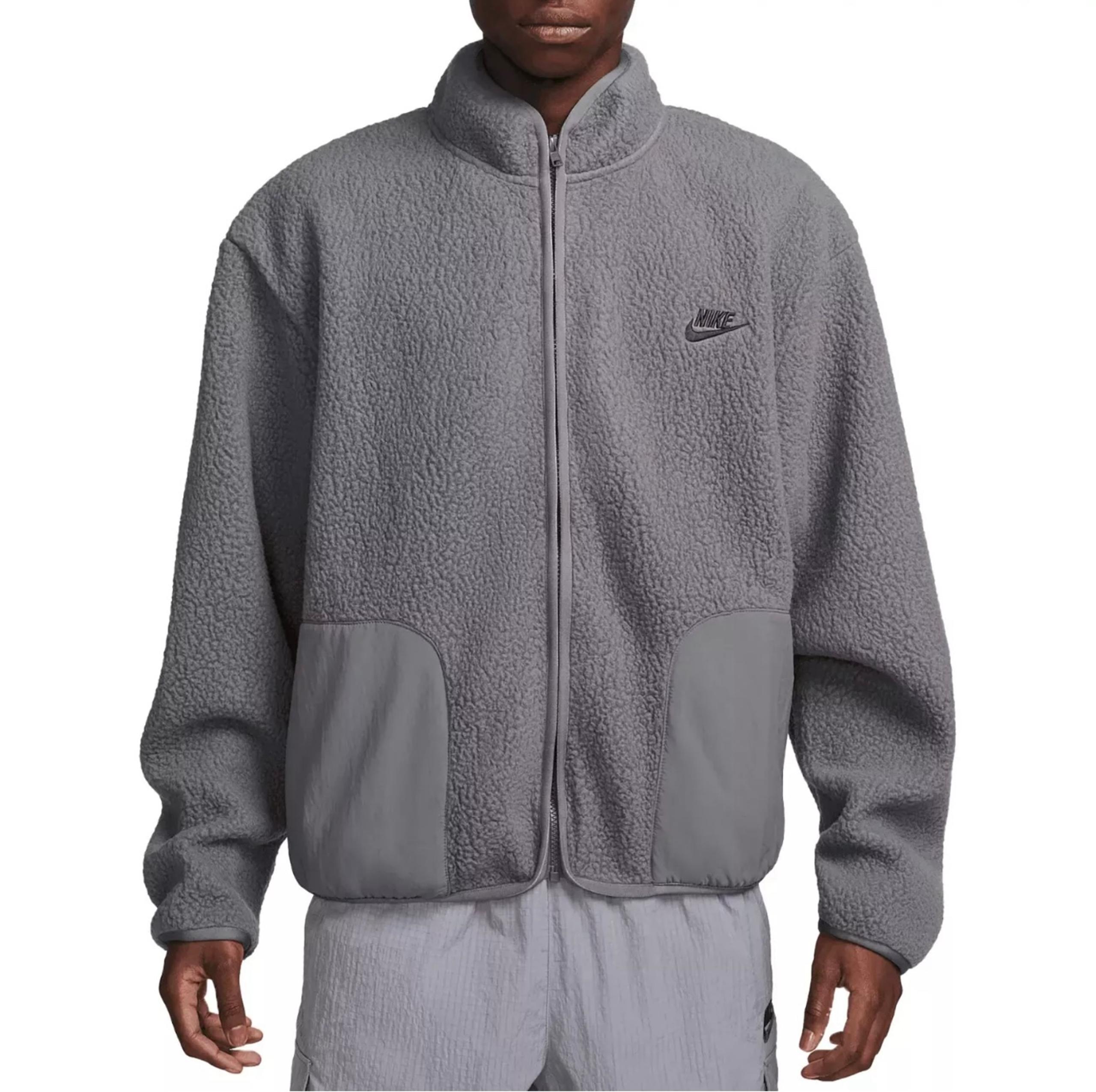 Nike Club Fleece Sherpa Winterized Full Zip Jacket Gray FB8386-068 Men's Size XL