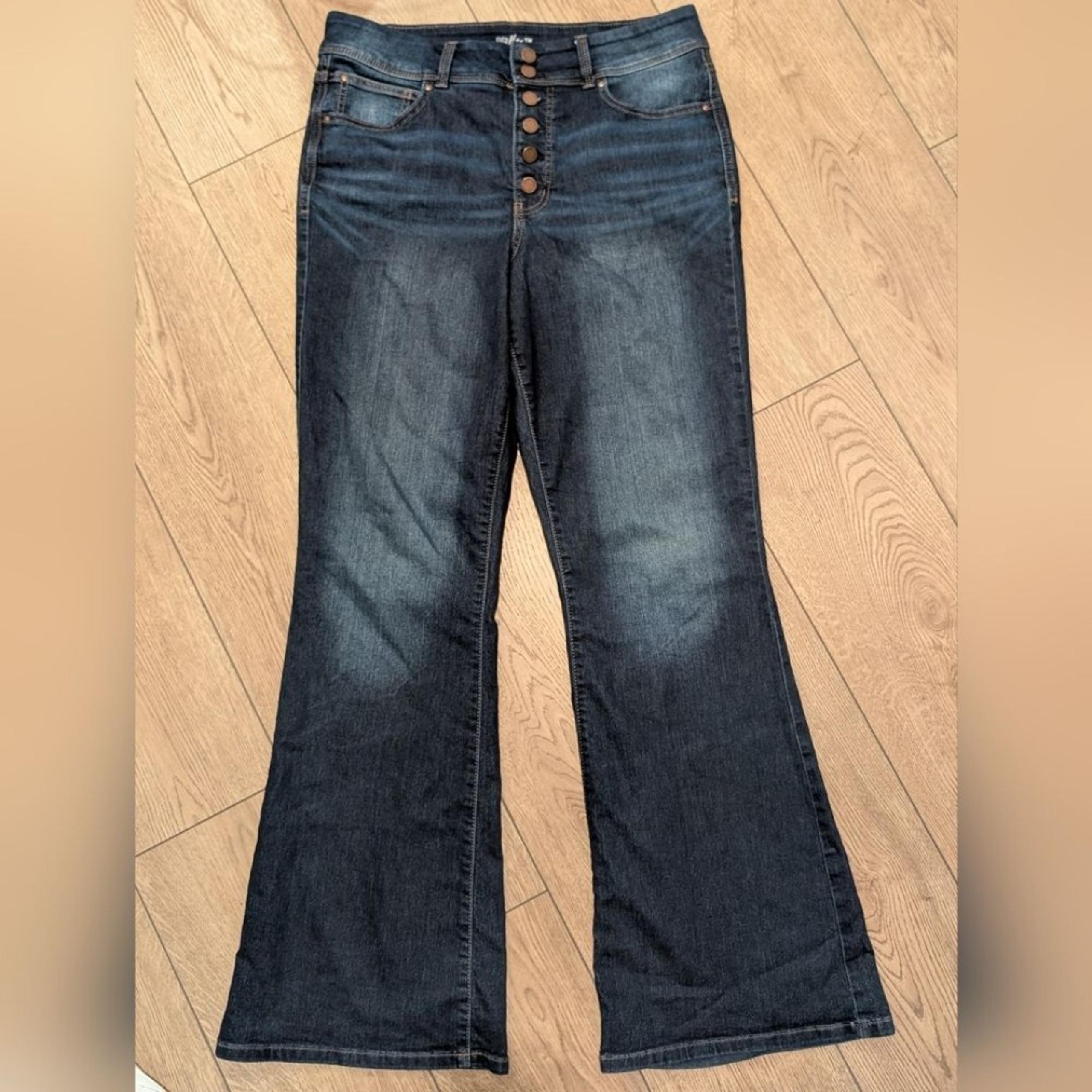 Maurices Plus Size 16 Long Jeans Everflex High Rise Flare Denim Stretch
