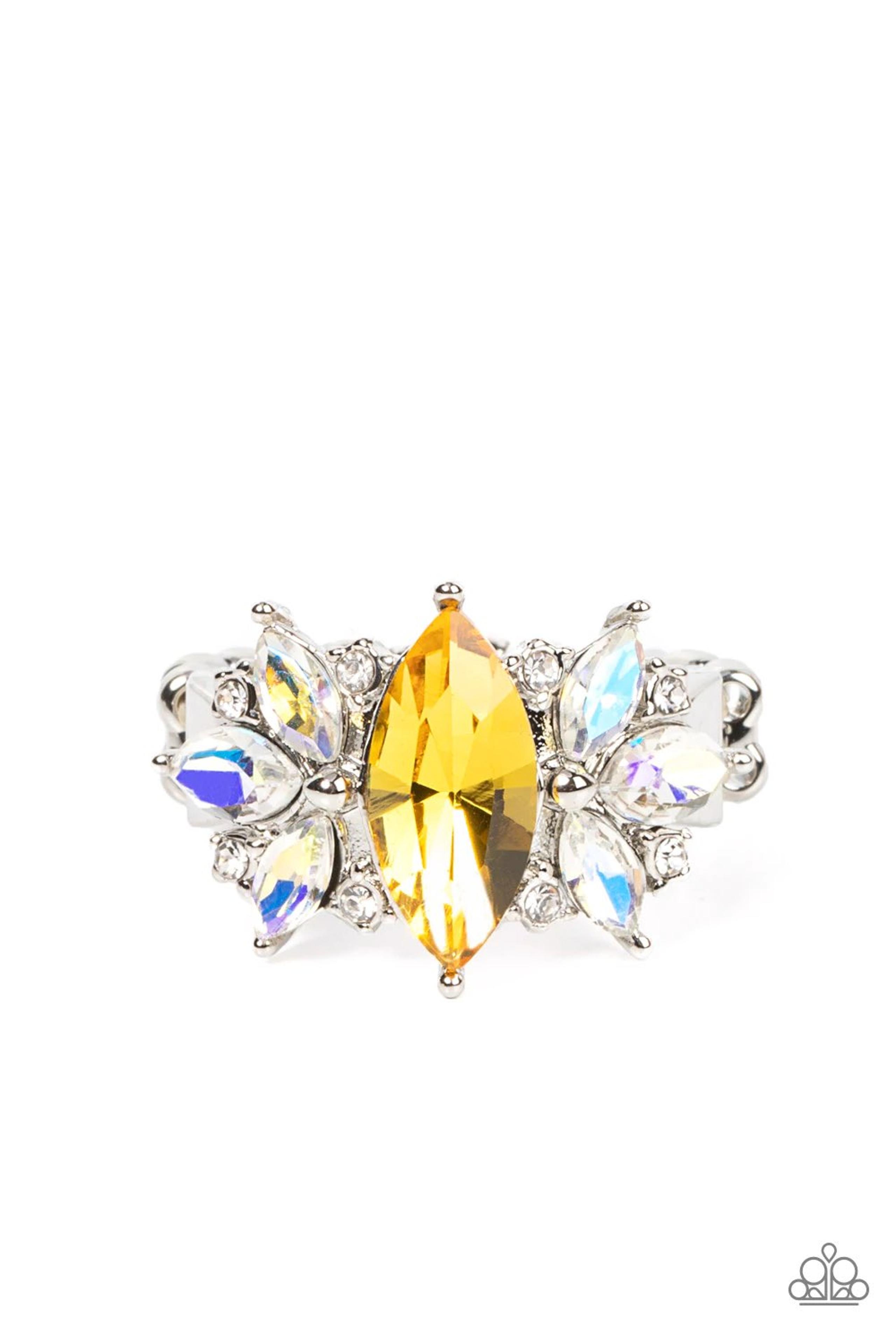 Luxury Luster Yellow Iridescent Paparazzi Ring