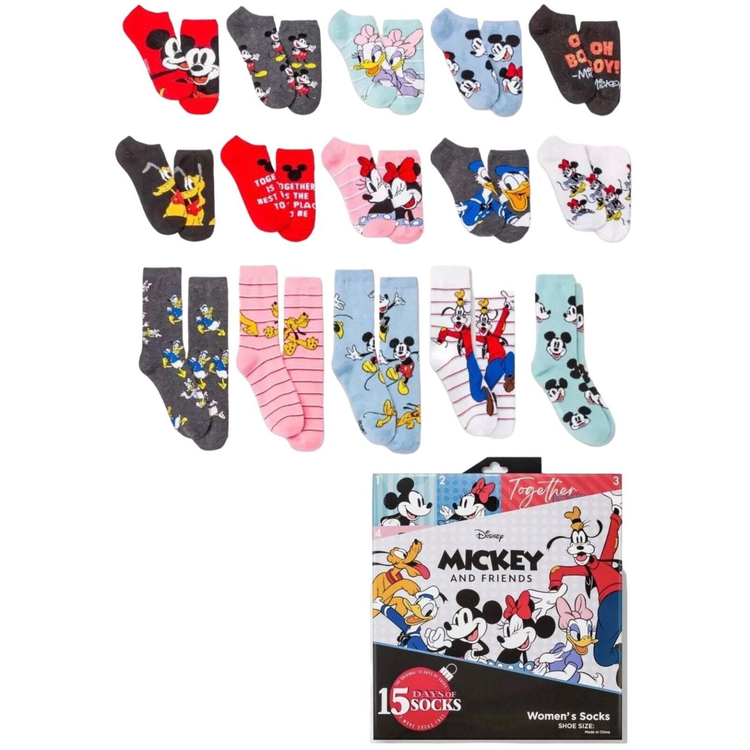 Mickey Mouse & Friends Women’s 15 Days of Socks Advent Calendar Women's 4-10