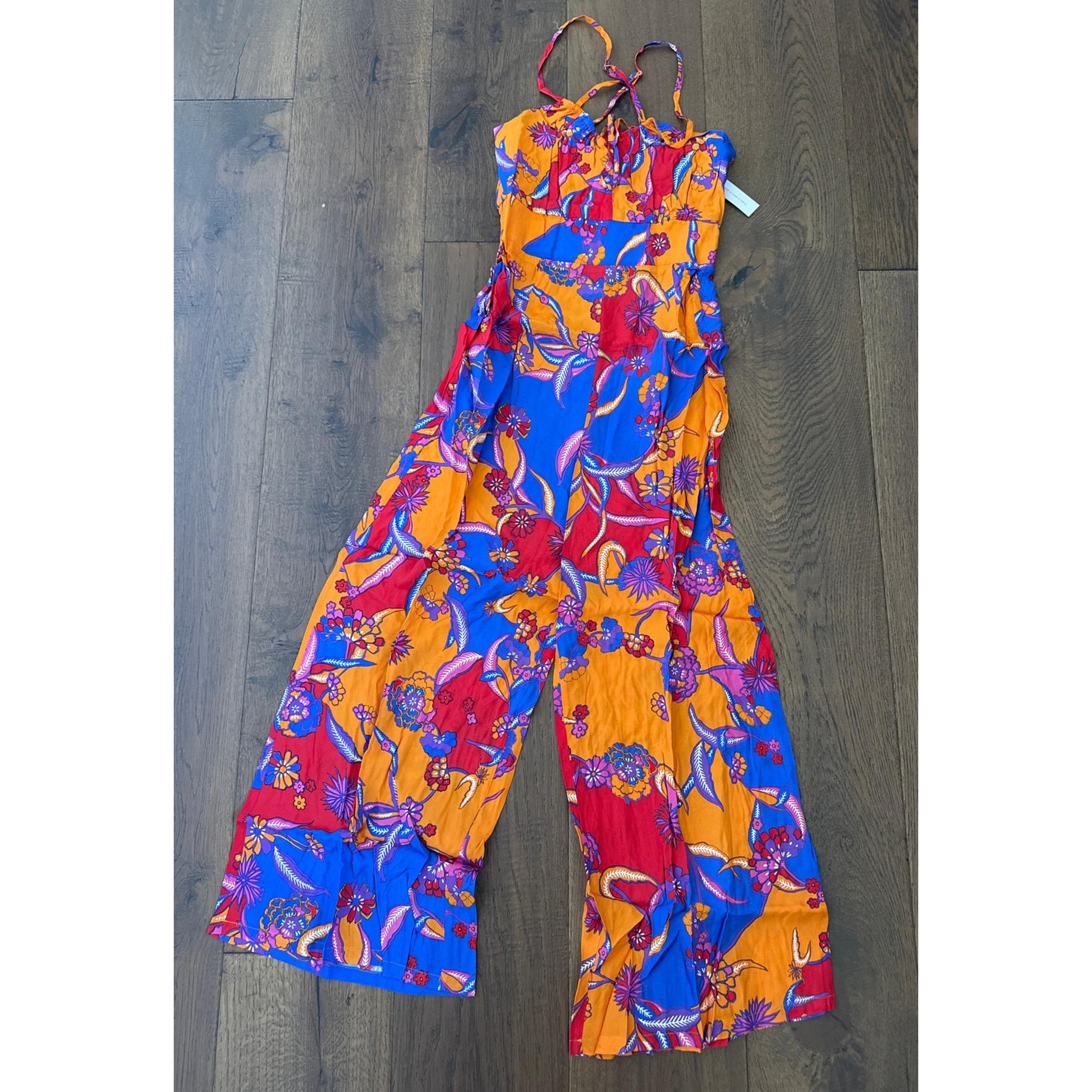 Modcloth For the Love of Festival Season Wide Leg Jumpsuit Tropical US 4 New
