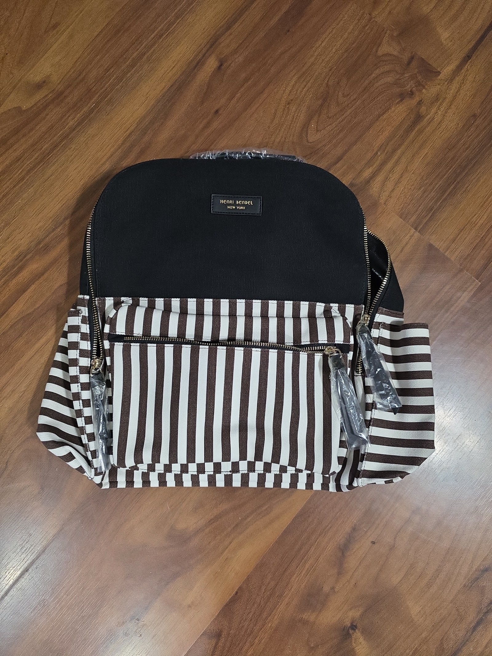 NEW Henri Bendel Centennial Stripe Canvas Backpack