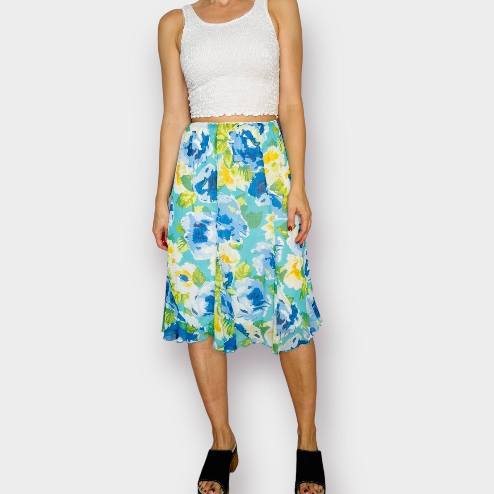 2000s Notations Blue Green White Skirt