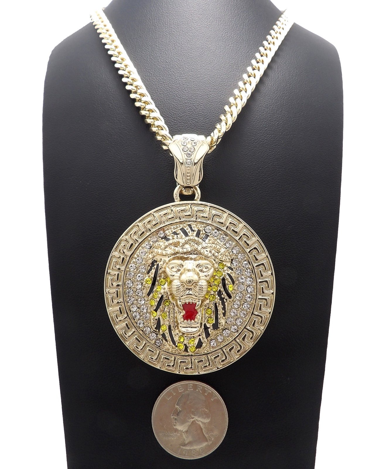 NEW ICED BLING LION PENDANT & 6mm 24” CUBAN CHAIN