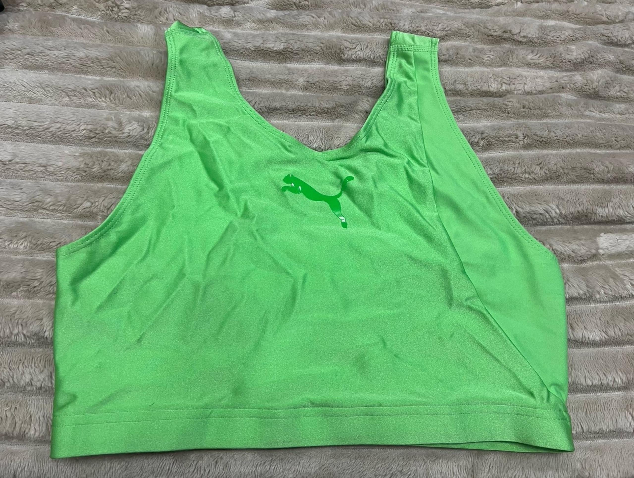 Puma women’s sports bra neon green size large