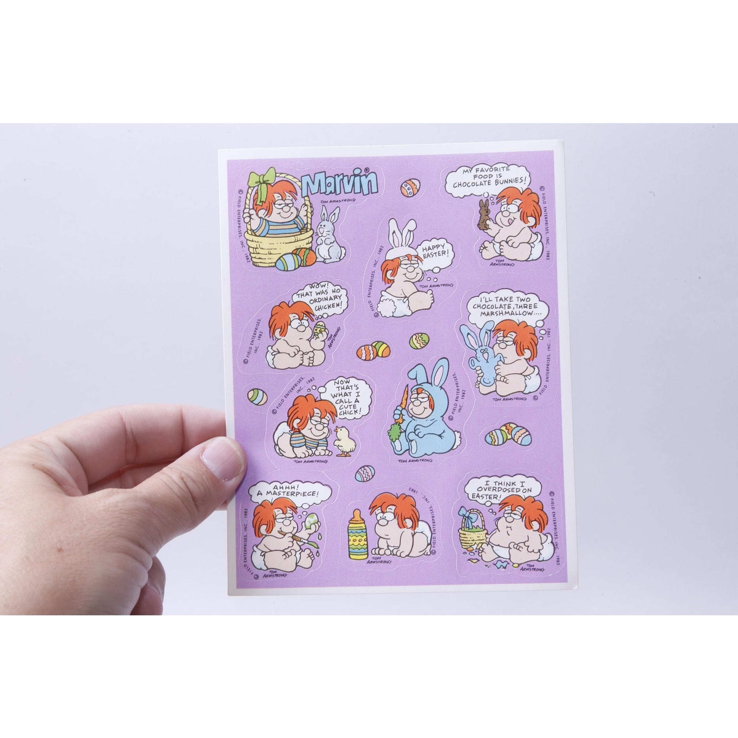 Marvin, Easter, Eggs, Bunny, Sticker Sheet, Tom Armstrong, Field Ent, 1982, Pict