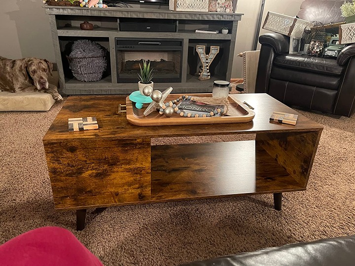Coffee Table with Storage, Rustic Brown