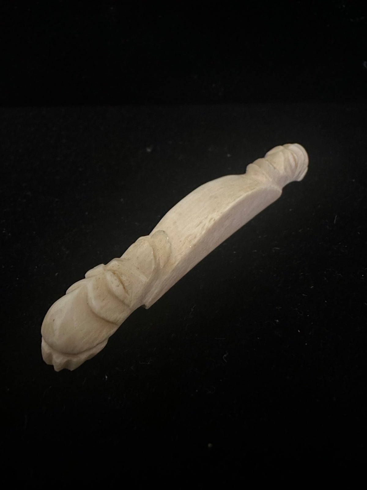 Carved Bovine Bone Tribal Head Knife Cutlery Rest
