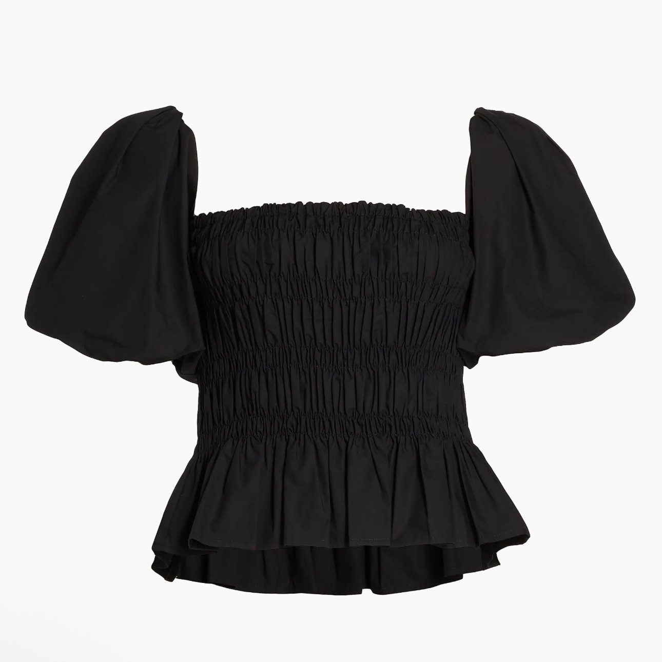 ASTR The Label Savina Puff Sleeve Top Black Smocked Square Neck Women’s Small
