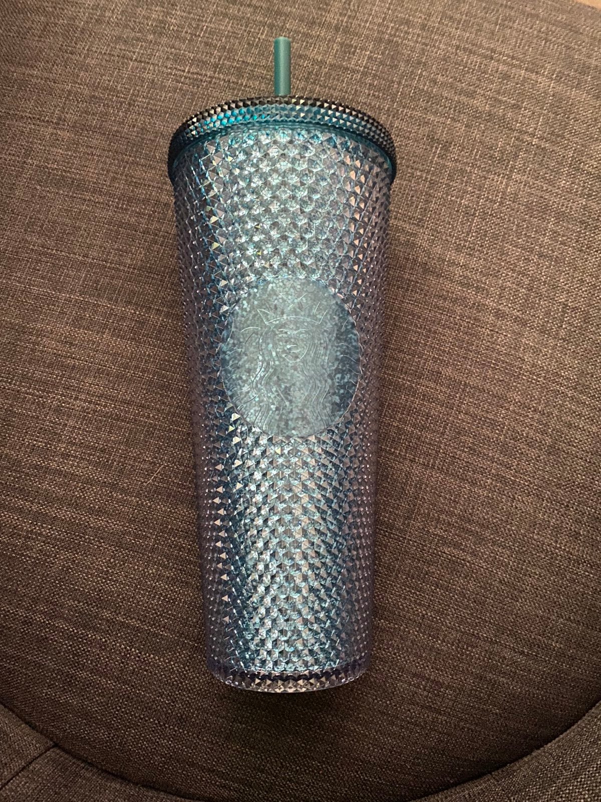 Studded teal starbucks tumbler