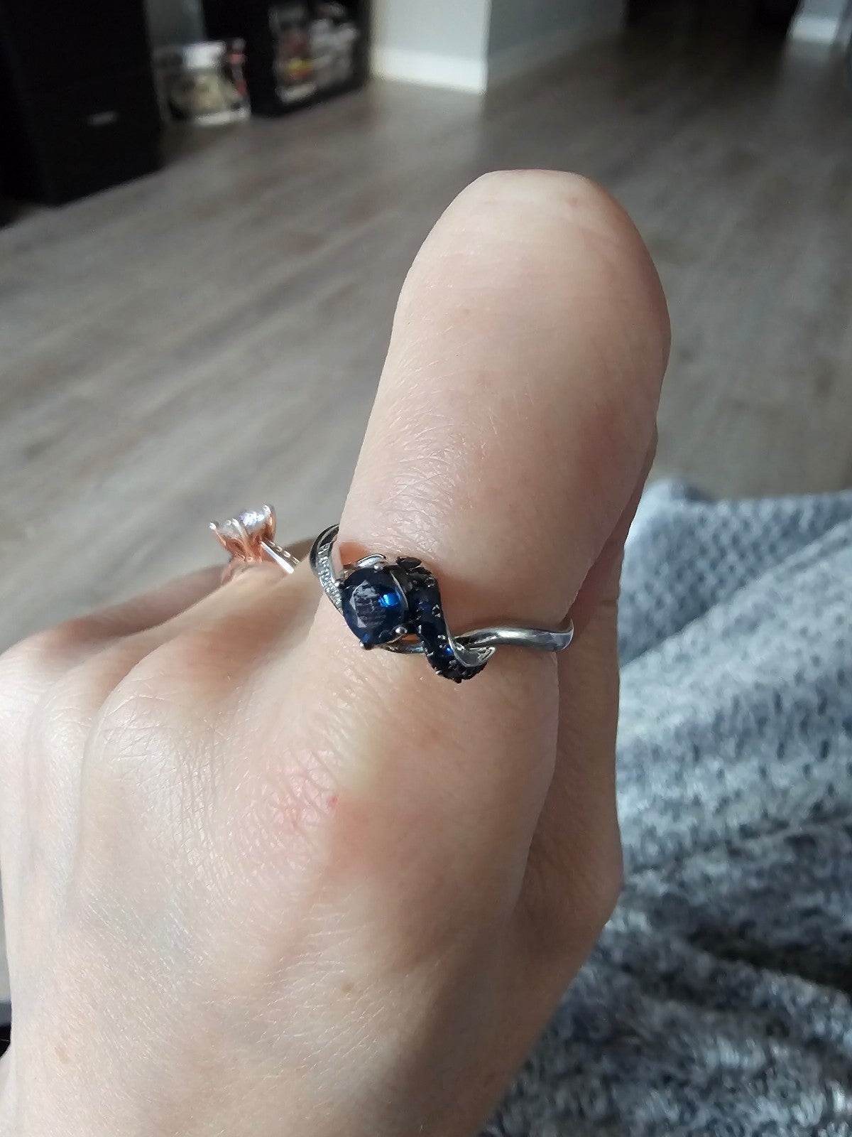 White diamond sapphire ring