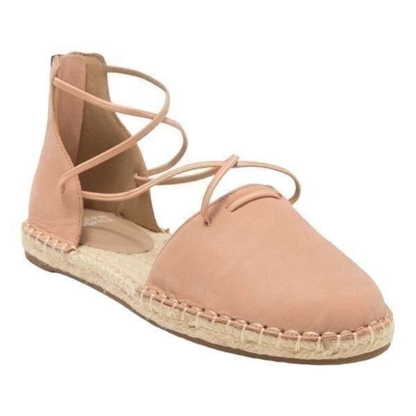 Eileen Fisher espadrille lace-up sandals in toffee cream leather size 8 NWB
