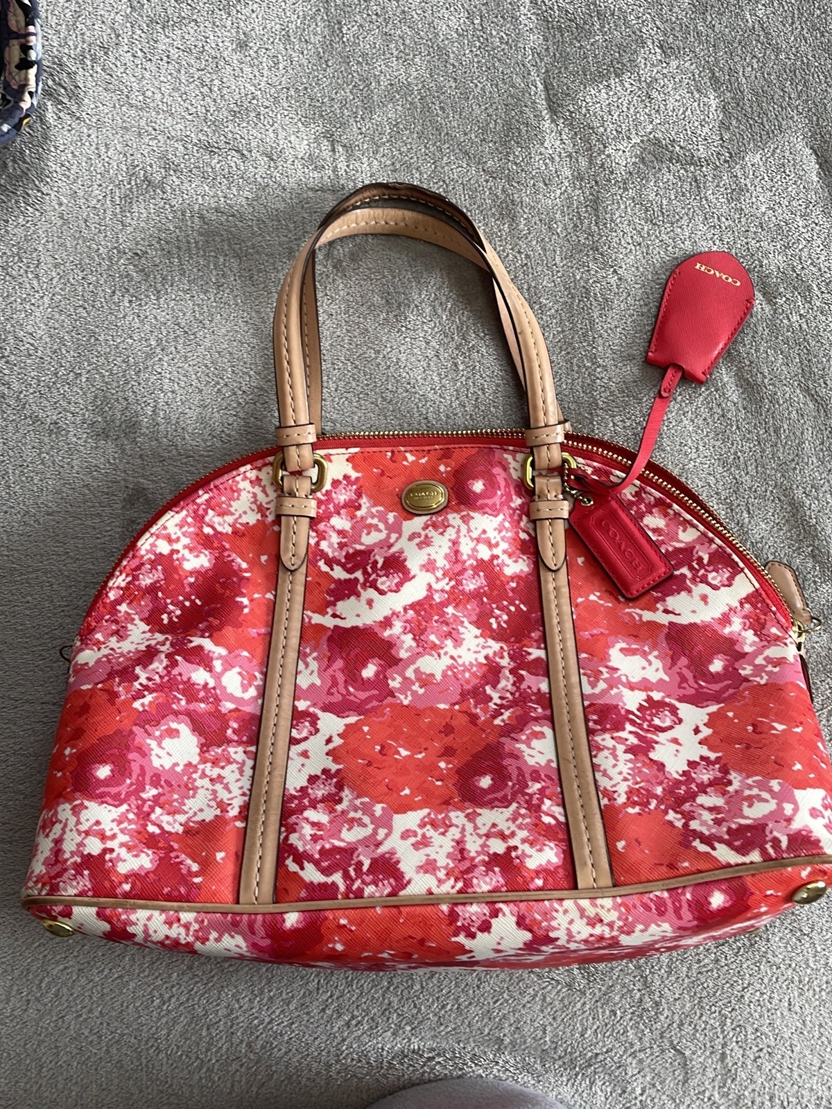 Coach Beige/Multicolor Leather/Smooth Leather Satchel
