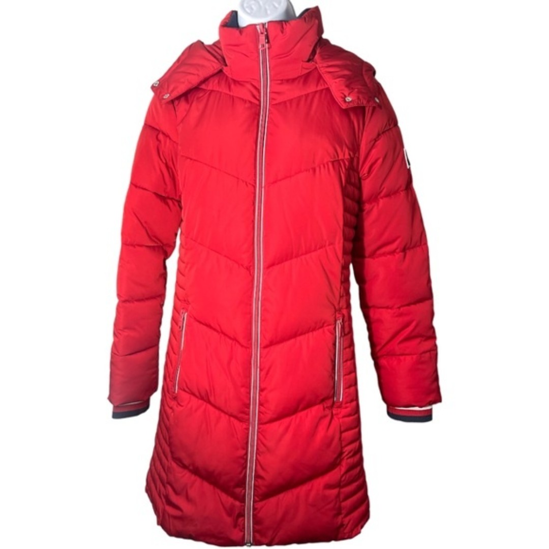 Tommy Hilfiger Red Hooded Zip Front Long Jacket - S