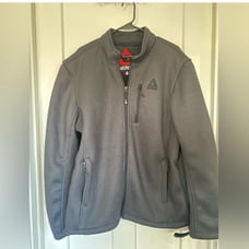GERRY Mens Heavy Knit Full Zip Fleece Lined Jacket Coat Warm XL Gray Hiking.