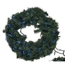 Vintage Pine Artificial Christmas Wreath Pre-lit Blue Lights 18