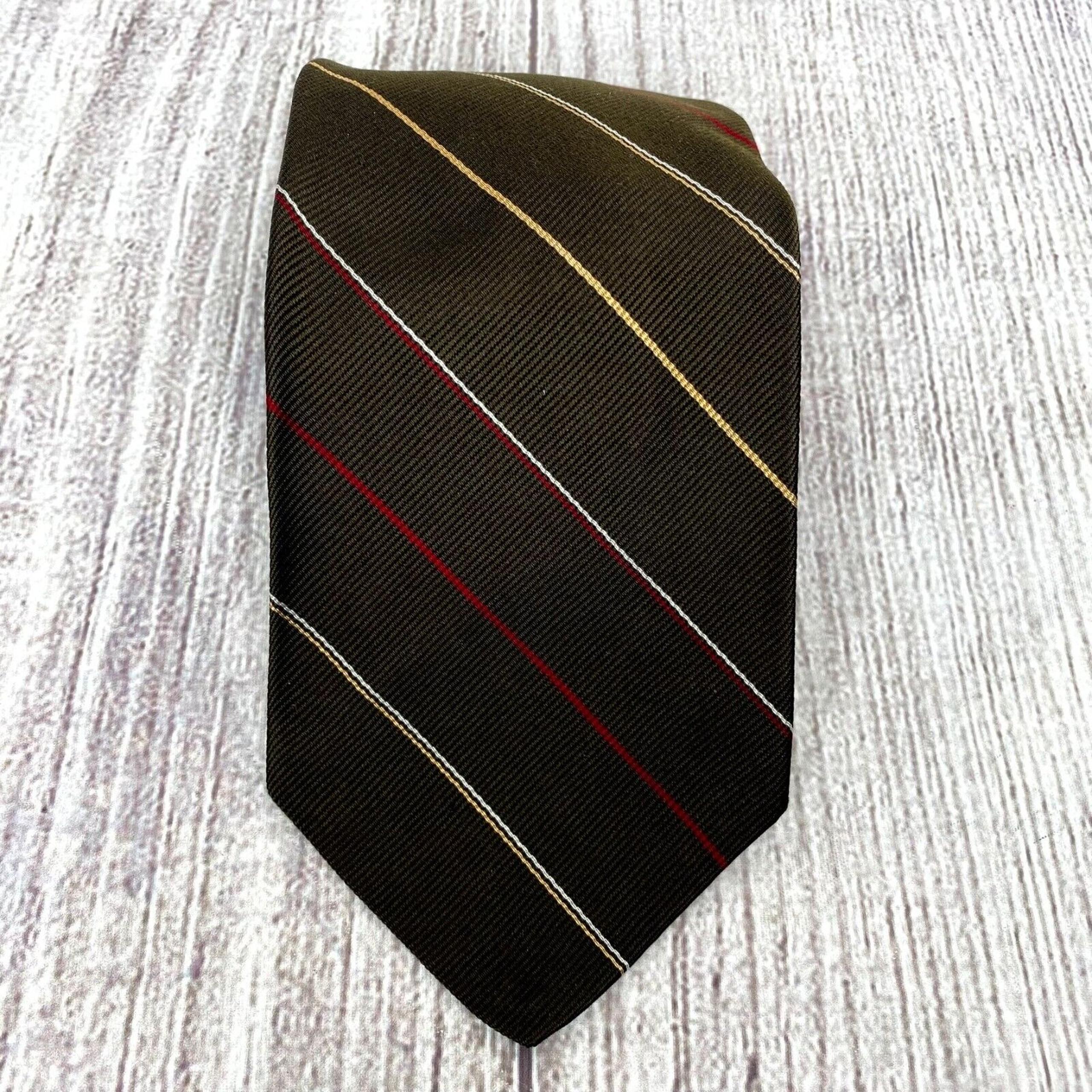 VTG Reis of New Haven for Cullwell and Sons Brown Stripe Silk Tie Necktie 4x60