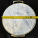 Contemporary 13.75 Round White Marble With Brass Handles Drinks Serving Tray