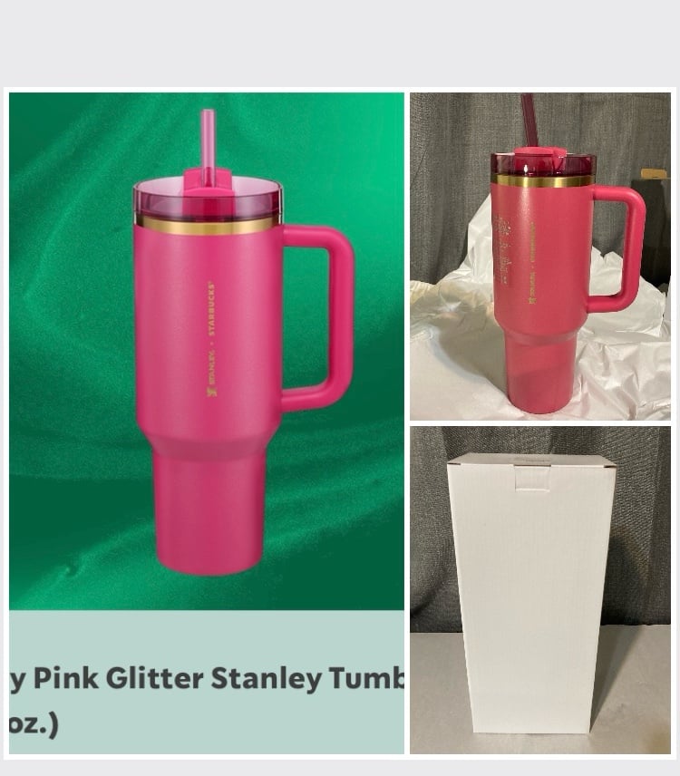 Stanley x Starbucks Holiday 2024 Berry Glitter Pink 40 Oz Quencher Tumbler InBox