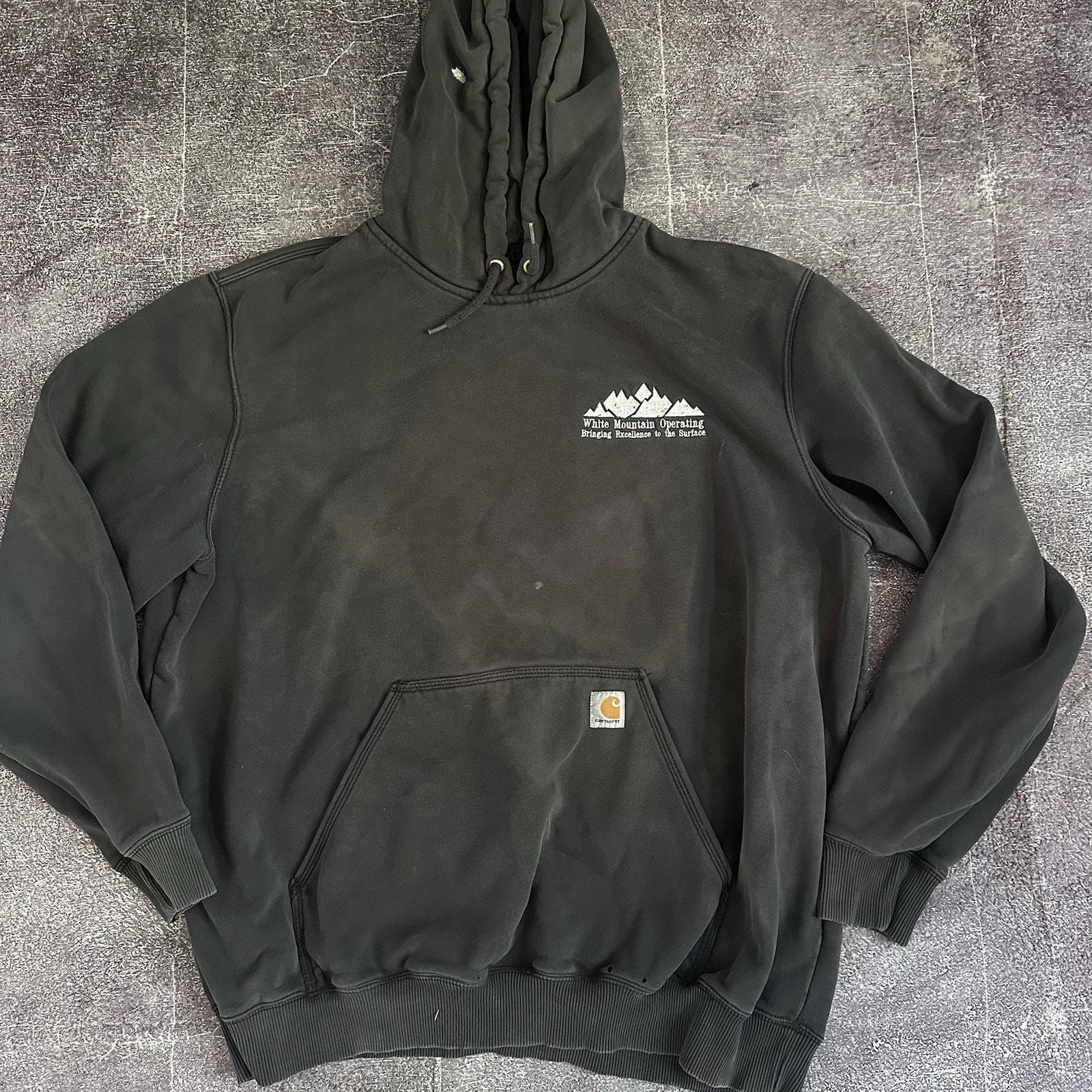 Men's Carhartt Loose Fit Heavyweight Black Sun Faded Hoodie Sweatshirt Sz 2XL