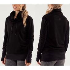 Lululemon Pullover Sweatshirt Womens 6 Don't Hurry Be Happy Black Funnel Neck