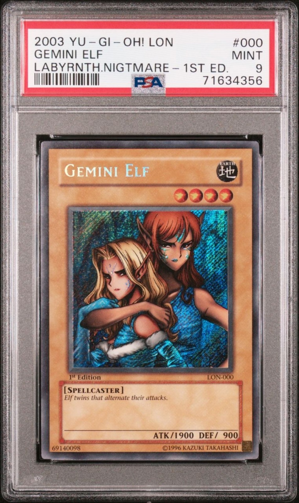 Yu-Gi-Oh! Gemini Elf Labyrinth of Nightmare 1st Edition PSA 9