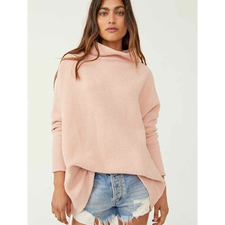 NWT Free People Ottoman Slouchy Tunic Sweater Pink Bath Bubbles