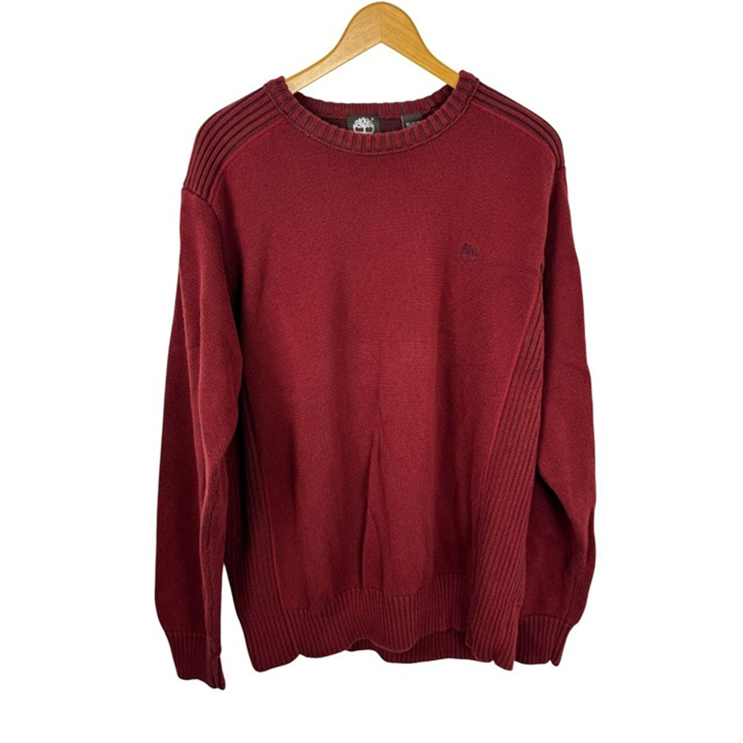 Timberland Y2K Cotton Men's Preppy Classic Crew Neck Red Sweater Size XL EUC