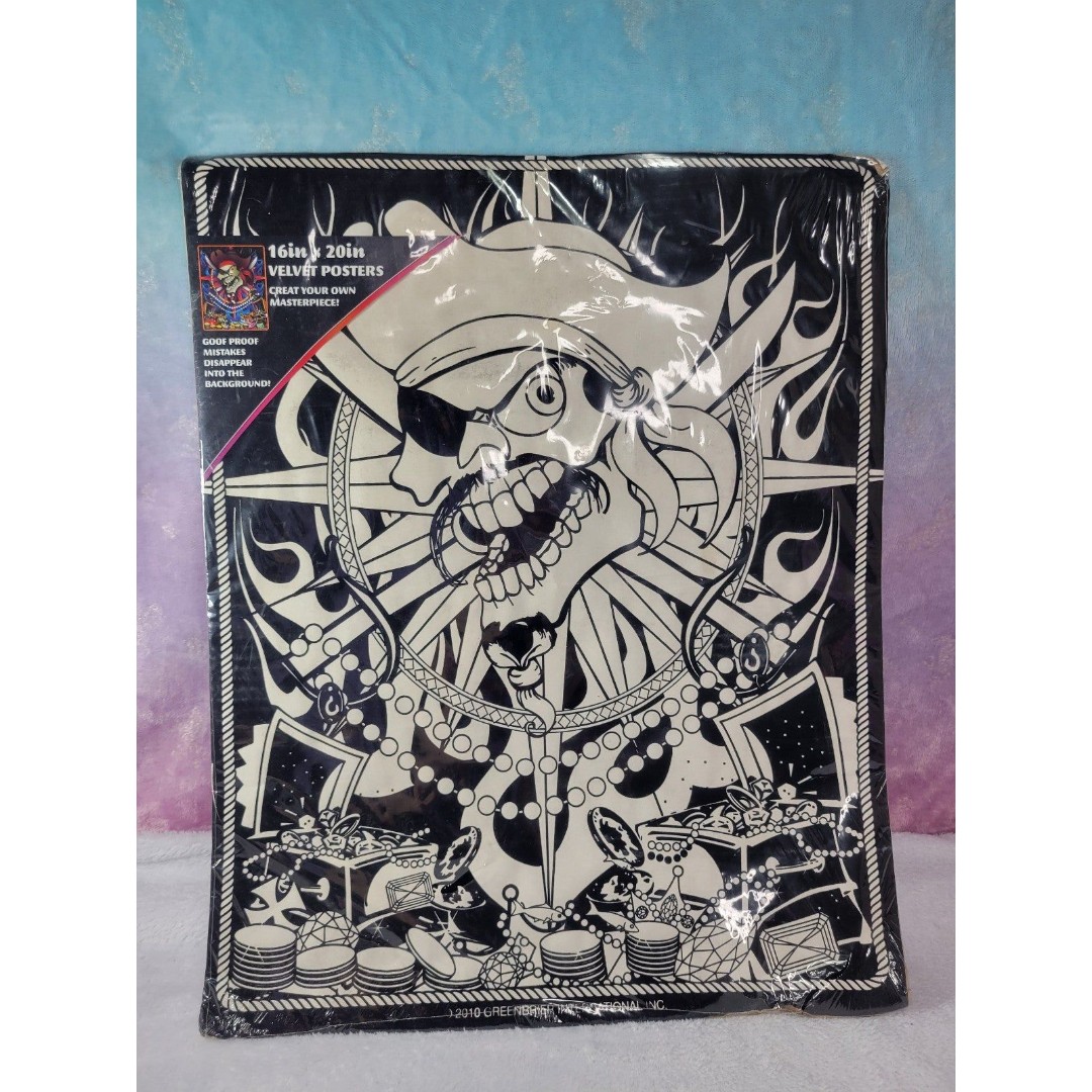 Velvet Coloring Poster Pirate Treasure 2010 NOS Rare 16 x 20