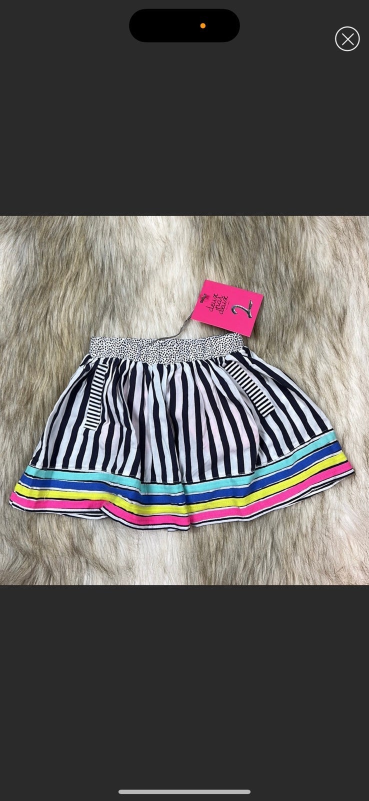 Size 3 Deux Par Deux Striped Skirt, New with Tags