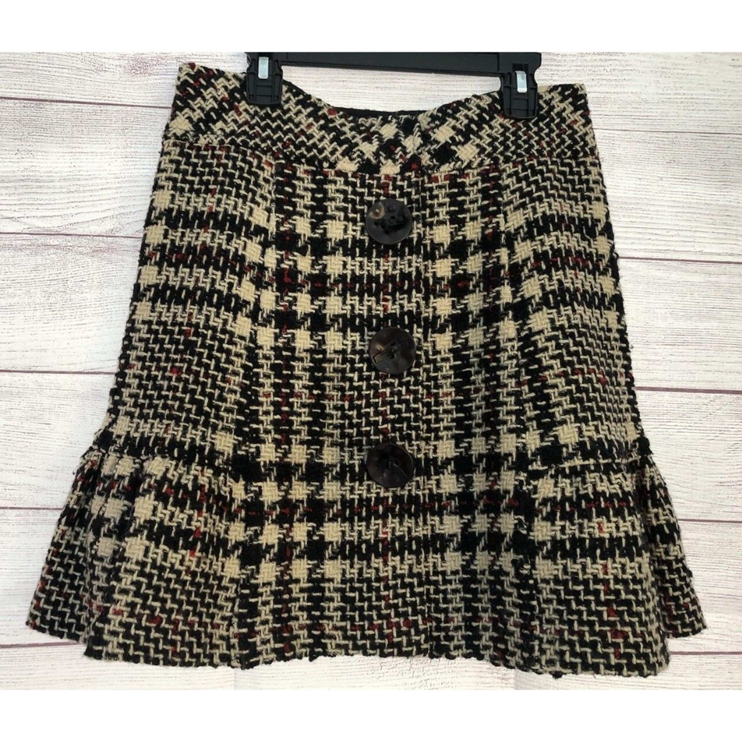 NANETTE LEPORE Bergdorf Goodman Women’s Sz 4 Black/White/Red Mini Wool Skirt