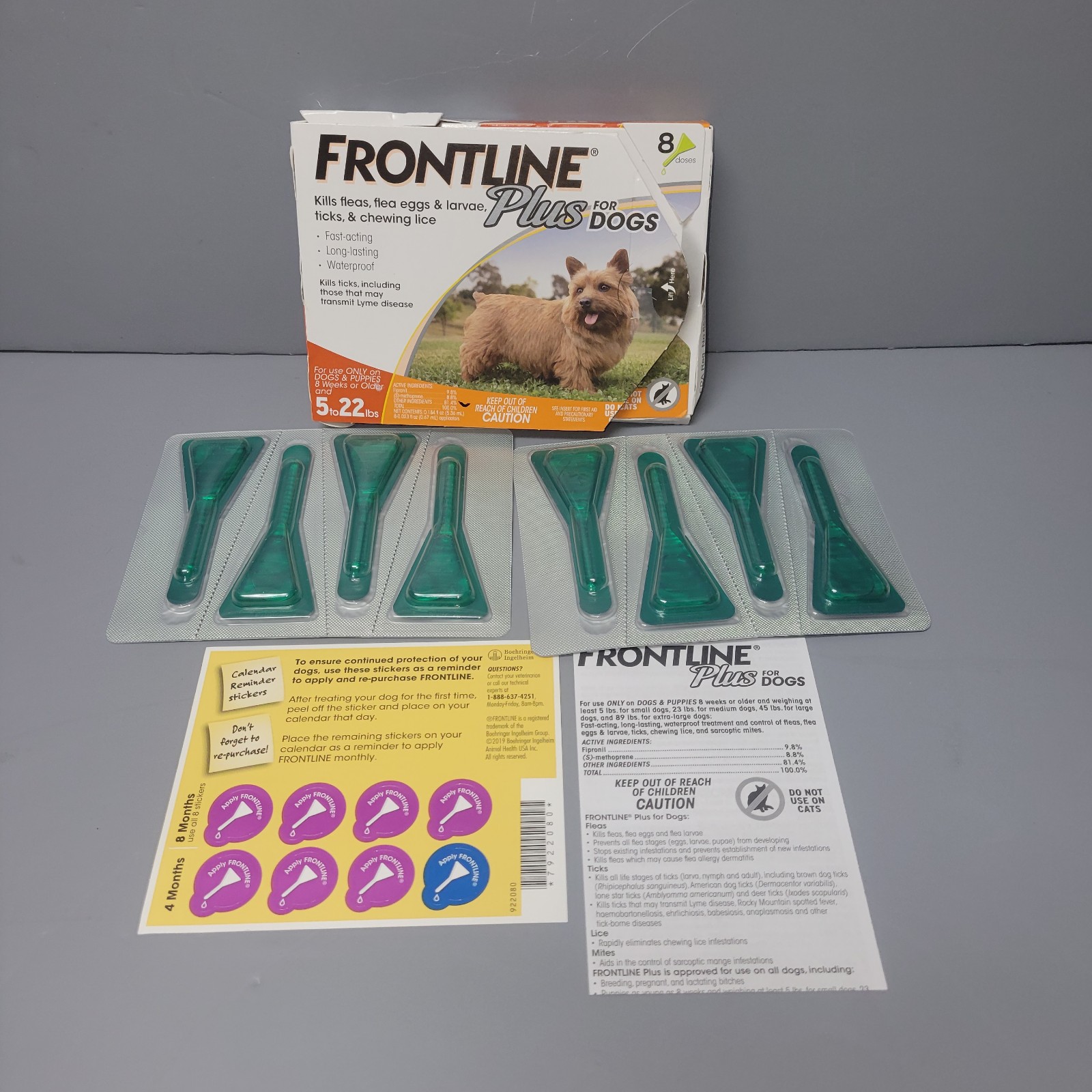Frontline plus for Dogs - 8 Doses (5lbs-22lbs)