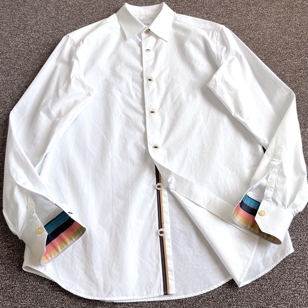 Paul Smith【Excellent Condition】White Shirt, Long Sleeve, Multi-Striped, Men's