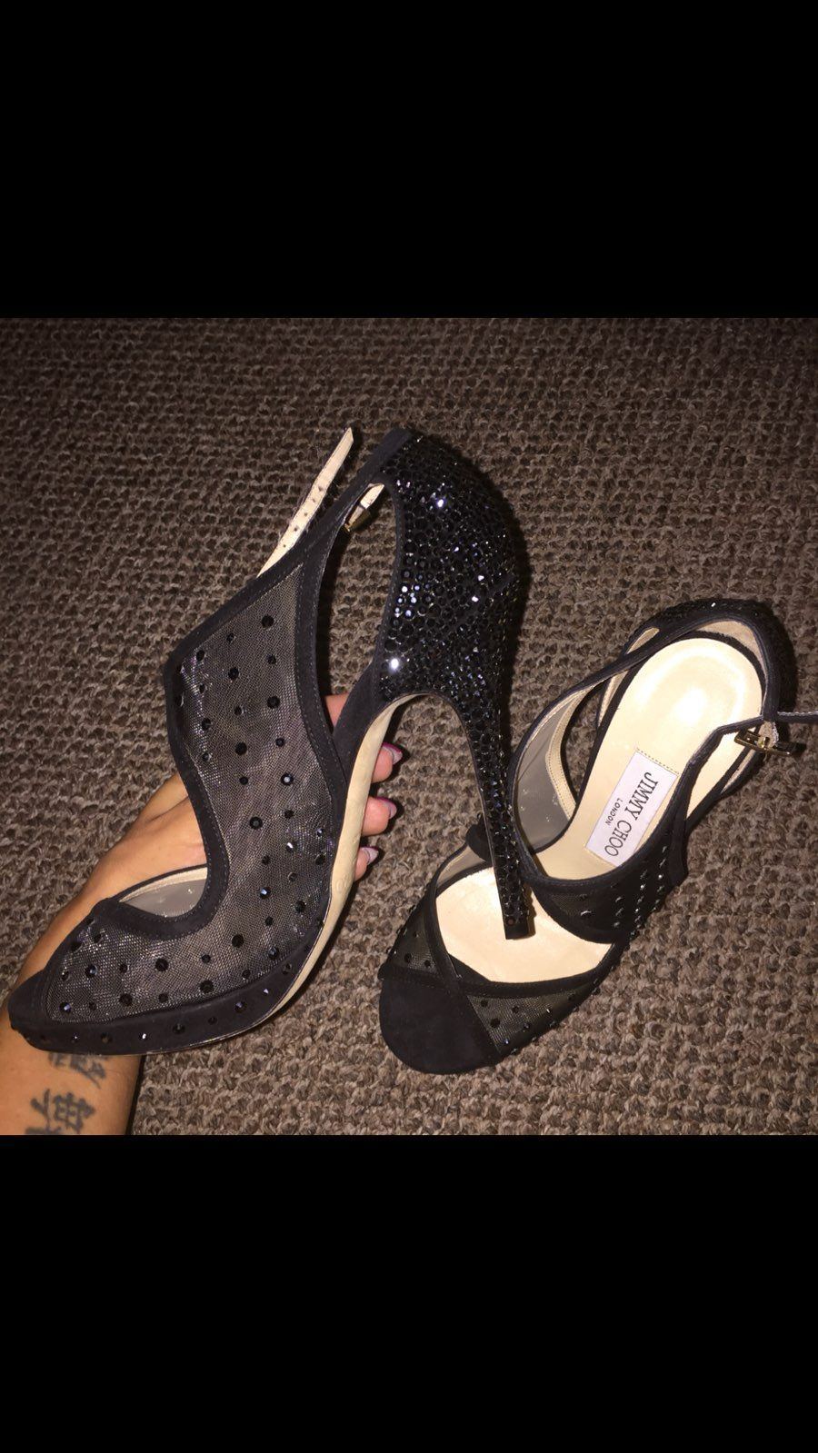 Jimmy choo black  Leondra Black Mesh Swa