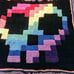 Granny Square rainbow pixel skull blanket